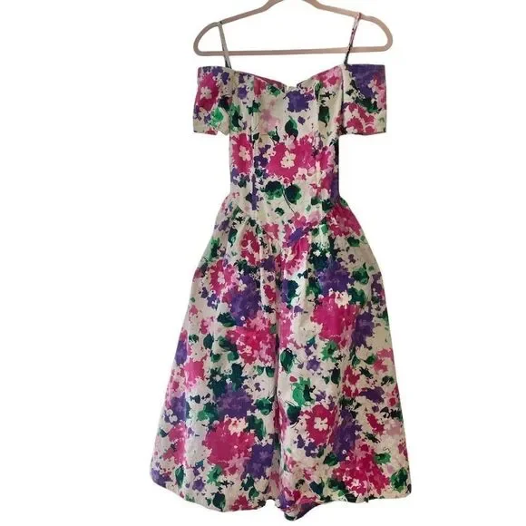 Vintage 80’s Eber San Francisco Floral Dress - Picture 6 of 11